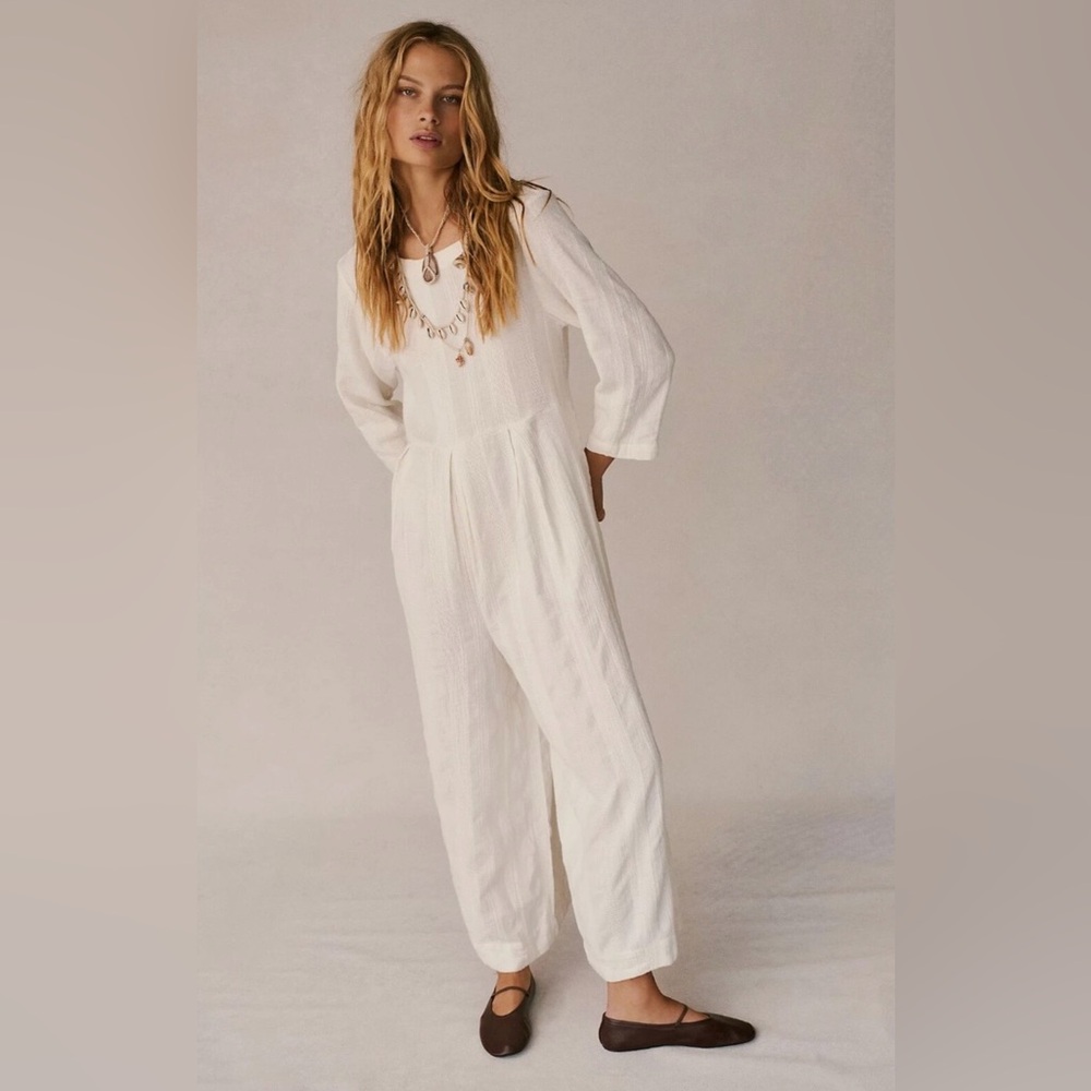 Free People Shiloh Long-Sleeve Linen Jumpsuit